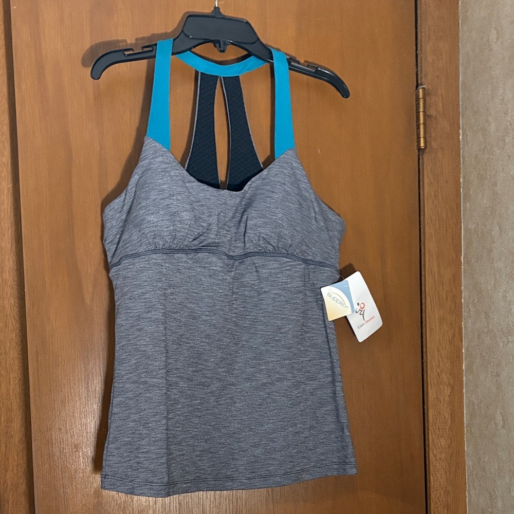 NWT Cozy Orange Heather Charcoal Gray and Ocean Blue Prasada Tank Top